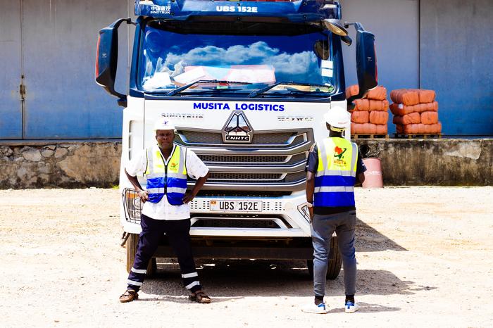 Crew and branded haulage unit at the yard